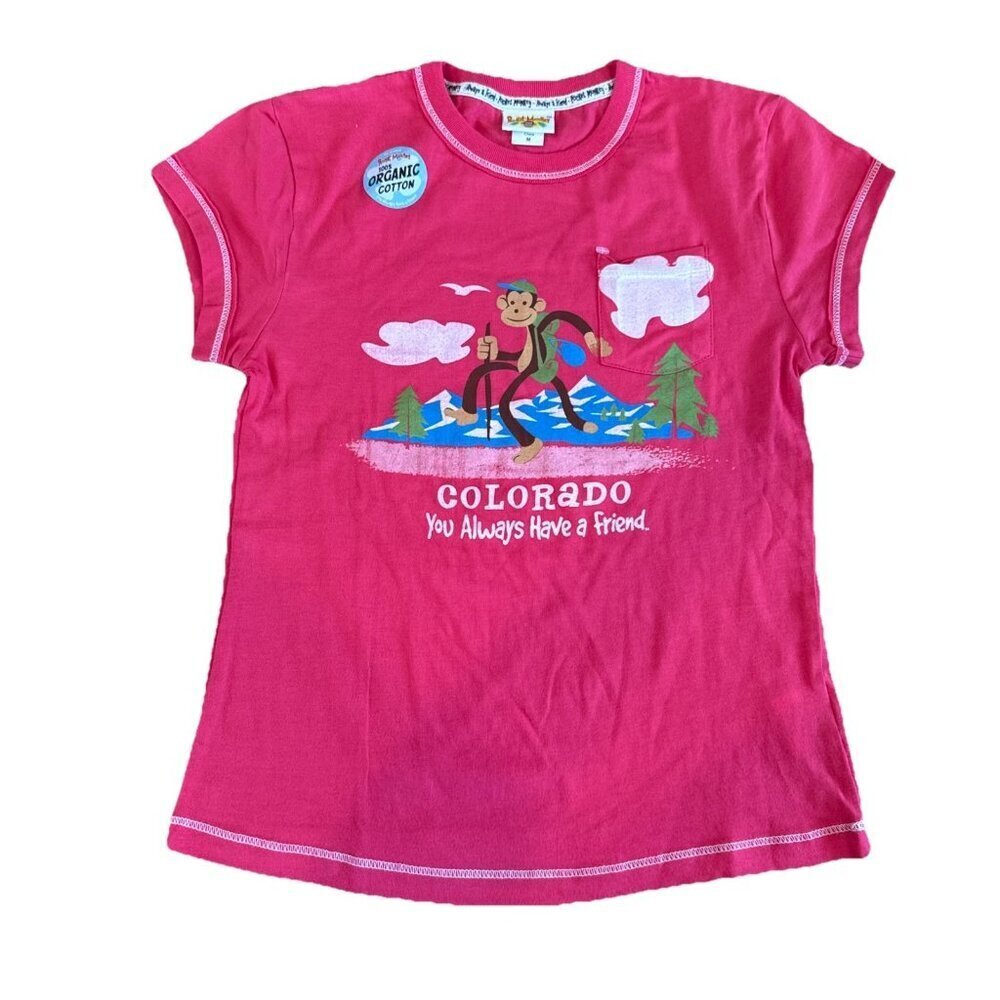 Pocket Pals Organic Cotton Youth Shirt Souvenir Colorado Pink Monkey Hiking